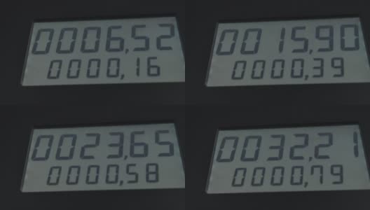 加油时屏幕显示加油站的价格和加油量高清在线视频素材下载