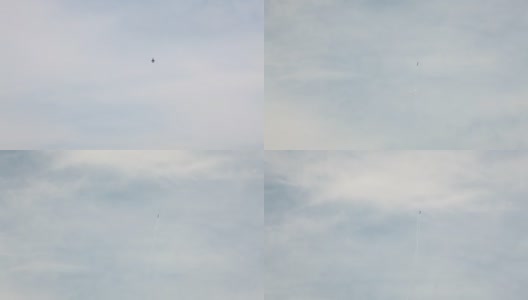 在蓝天下进行特技表演，展示F16战斗机，攀爬和射击信号弹高清在线视频素材下载