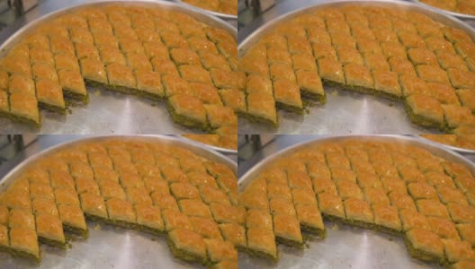 在加齐安泰普的美味土耳其果仁蜜饼，令人惊叹高清在线视频素材下载