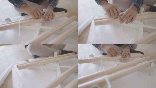 亚洲人拆包DIY桌盒套装高清在线视频素材下载