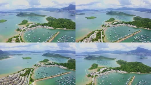 无人机拍摄三门仔村的豪宅高清在线视频素材下载