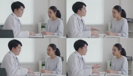 亚洲友好的医生在医院办公室谈论建议病人。高清在线视频素材下载