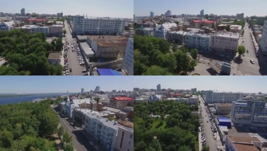 俄罗斯古城萨马拉的历史中心，鸟瞰图高清在线视频素材下载