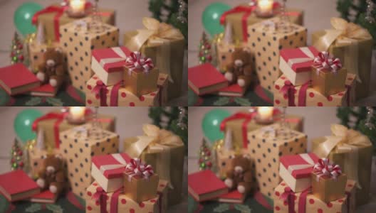 圣诞节和节日装饰在家里的特写高清在线视频素材下载