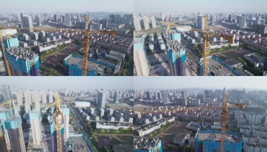 杭州建筑工地鸟瞰图高清在线视频素材下载