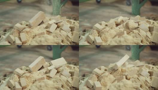 木屑落在木桩上高清在线视频素材下载