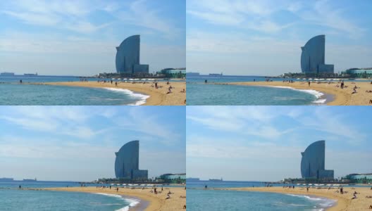 巴塞罗那海滩高清在线视频素材下载