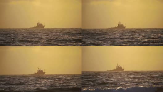 边境上的海军巡逻艇，慢镜头180帧/秒高清在线视频素材下载