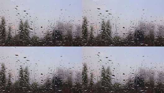 雨落在窗玻璃上高清在线视频素材下载