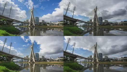 巴西圣保罗的奥克塔维奥·弗里亚斯·德·奥利维拉桥(Ponte Estaiada)高清在线视频素材下载