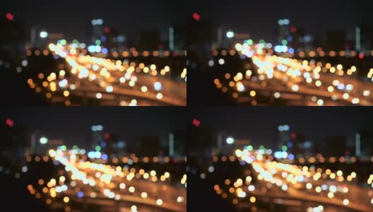 散焦的夜间交通灯高清在线视频素材下载