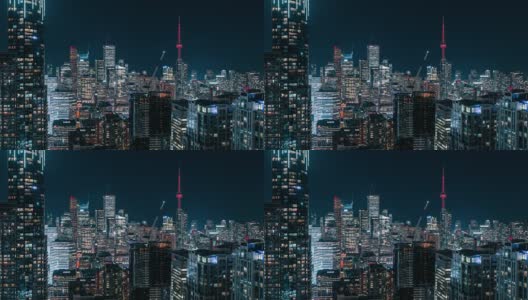 Modern Futuristic Night Toronto City Skyline高清在线视频素材下载