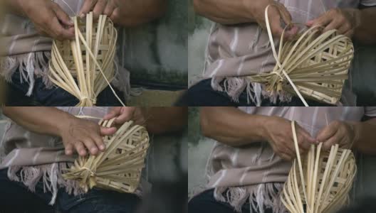 工艺活动:编织竹篮高清在线视频素材下载