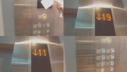 电梯刷卡向下移动高清在线视频素材下载