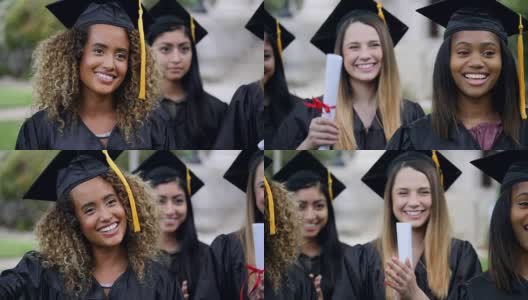 一名女学生在毕业典礼的主题演讲中欢呼高清在线视频素材下载