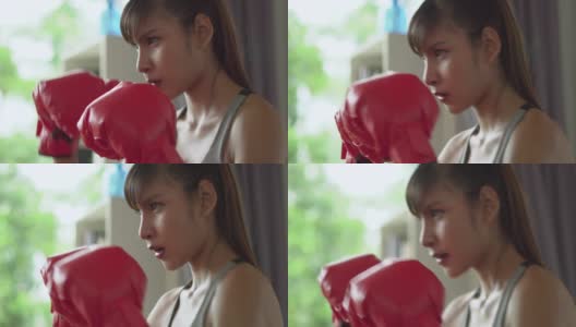 亚洲女拳击手，格斗姿势高清在线视频素材下载