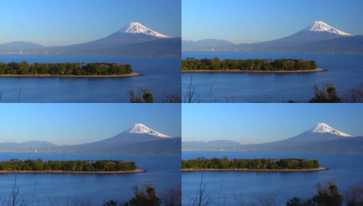 静冈县大崎市的富士山和大海高清在线视频素材下载