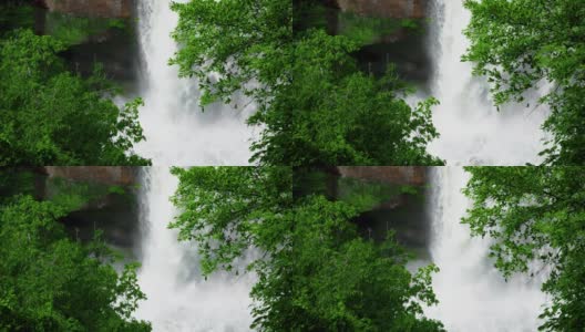 瀑布溪流在绿色的森林高清在线视频素材下载