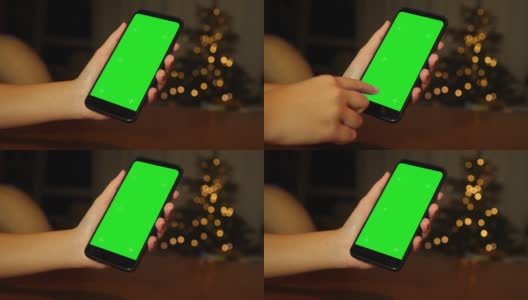 绿屏手机和女性的手高清在线视频素材下载
