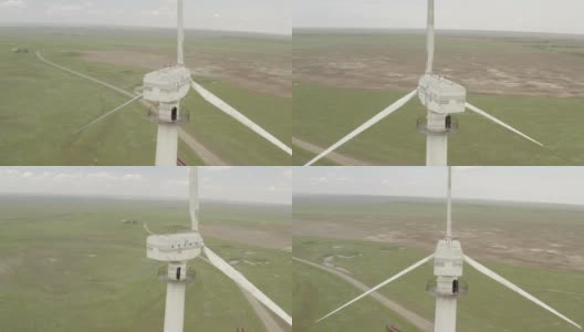 用于能源生产的强大风力涡轮机农场的鸟瞰图。风力涡轮机为可持续发展提供清洁的可再生能源。替代能源。4K, 10bit, DJI DLog-M配置文件高清在线视频素材下载