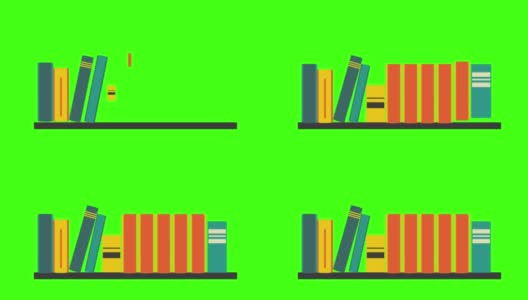 绿色背景的书的书架高清在线视频素材下载