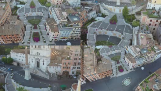 西班牙广场的Top view和trinity del Monti。高清在线视频素材下载