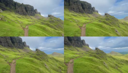 苏格兰山脉穿过Skye的Quiraing岛高清在线视频素材下载