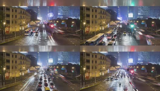 中国上海交通十字路口的时间流逝高清在线视频素材下载
