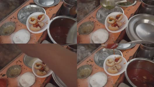 传统的北印度街头小吃正在准备高清在线视频素材下载