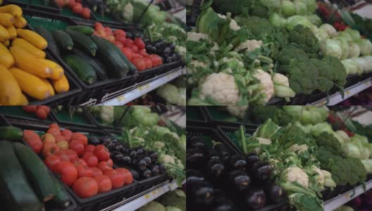 近距离观看蔬菜在冷藏区在超市高清在线视频素材下载