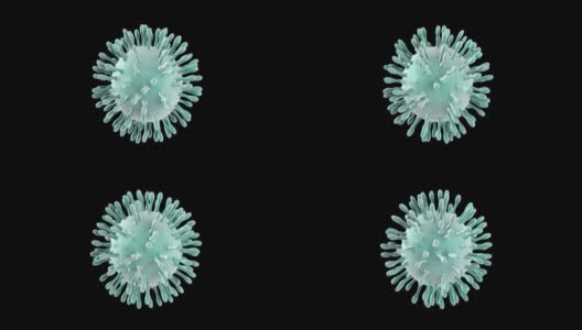 中东呼吸综合征病毒的3D动画，黑色背景带alpha高清在线视频素材下载