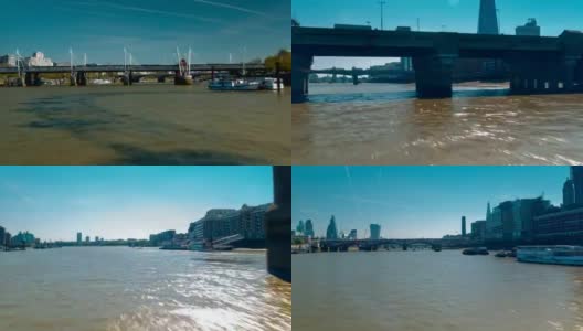 不间断的POV在泰晤士河上的船旅行，伦敦，英国高清在线视频素材下载