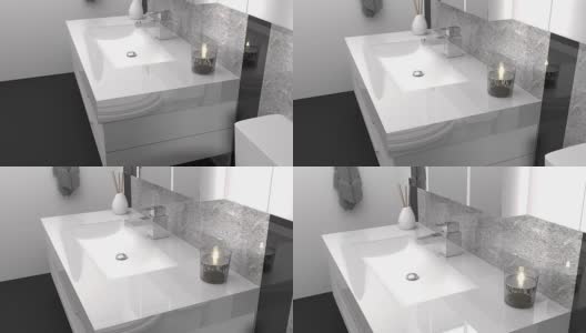 动画现代浴室用黑白花岗岩石材高清在线视频素材下载