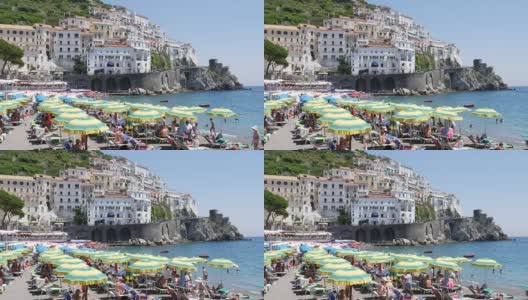 意大利阿马尔菲海岸的海滩高清在线视频素材下载