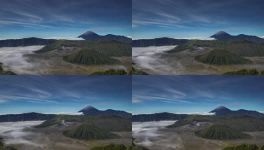 4K与Mts、溴、Semeru、Batok和Widodaren、印度尼西亚腾格尔卡尔德拉市的《移动之星夜景》拍摄高清在线视频素材下载