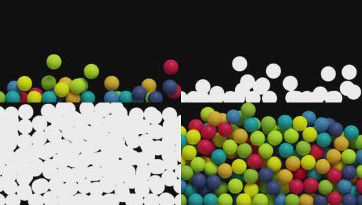 3d渲染，下落彩色球，儿童玩具，塑料球，操场，抽象背景，4K阿尔法哑光高清在线视频素材下载