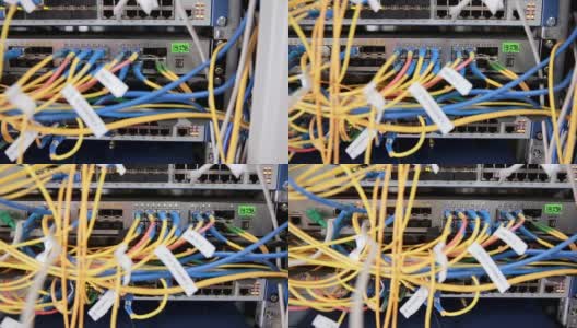 背面的工作数据服务器与许多电线，电缆高清在线视频素材下载