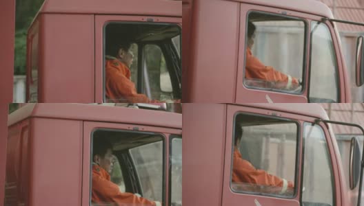 现实生活:亚洲消防员驾驶消防车高清在线视频素材下载