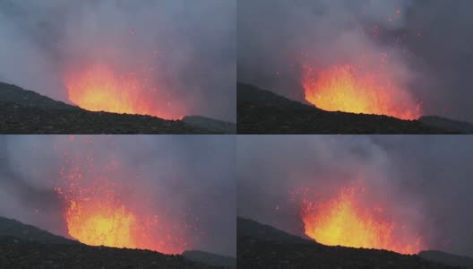 令人震惊的火山爆发在火山口的活火山高清在线视频素材下载