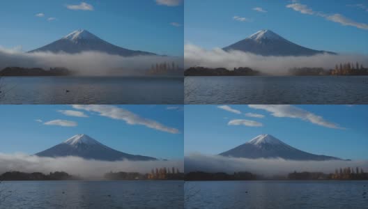 时间流逝从川口湖富士山，日本高清在线视频素材下载
