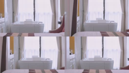 酒店房间的豪华浴室内部高清在线视频素材下载