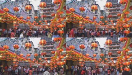 在曼谷唐人街的冷诺依寺庆祝中国新年。高清在线视频素材下载