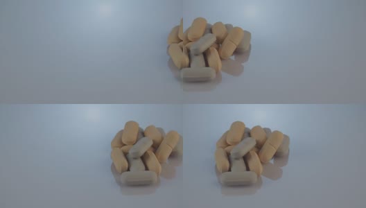 处方药-胶囊，药丸，片剂在反光的背景高清在线视频素材下载