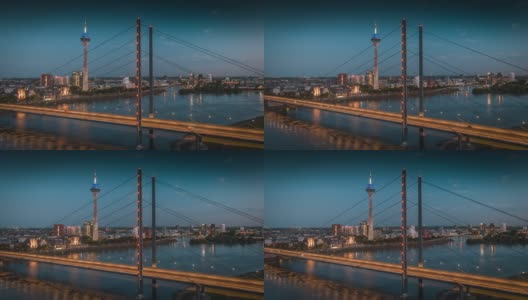 莱恩膝盖桥Düsseldorf -航拍高清在线视频素材下载