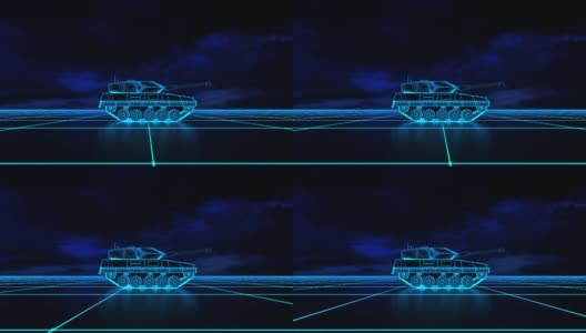数码世界中的霓虹灯坦克(3d渲染)高清在线视频素材下载