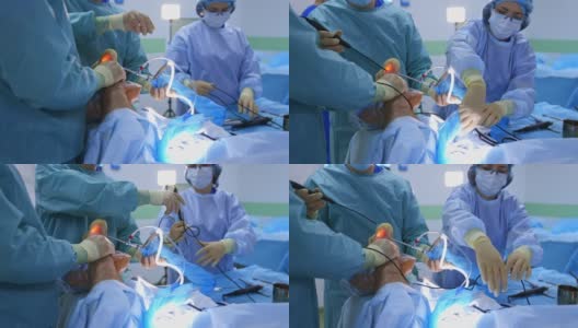 手术过程。医务人员在医院里用现代医疗工具对病人的腿进行手术。卫生保健的概念。高清在线视频素材下载