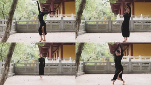 一个中国美人正在做中国舞，民间舞。高清在线视频素材下载