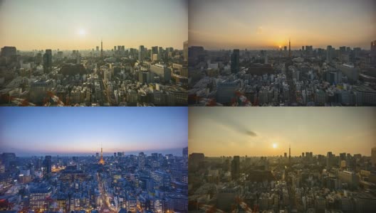 东京白天到晚上的日落景象高清在线视频素材下载