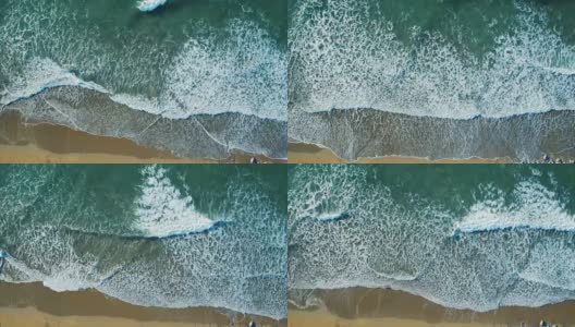 无人机拍摄的海浪到达海岸的画面高清在线视频素材下载
