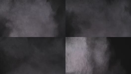 真实粒子在黑色背景与烟雾效果高清在线视频素材下载